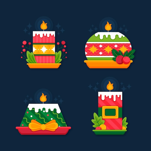 Flat design christmas candle collection