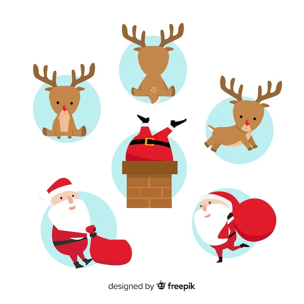 Flat design of christmas element collection