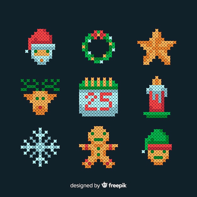 Flat design christmas element collection