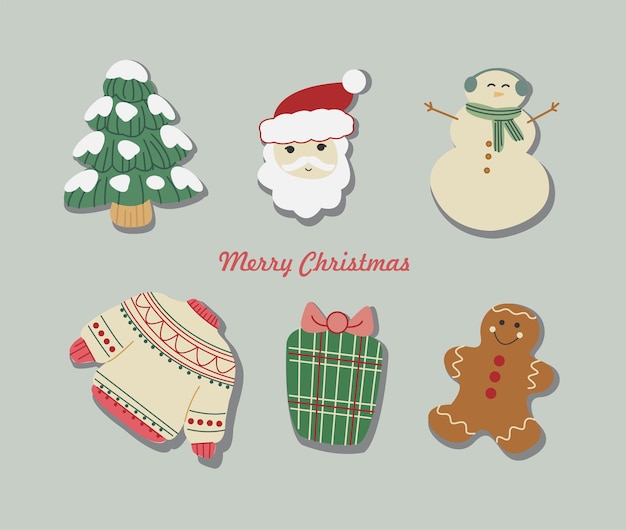 Vector flat design christmas element collection