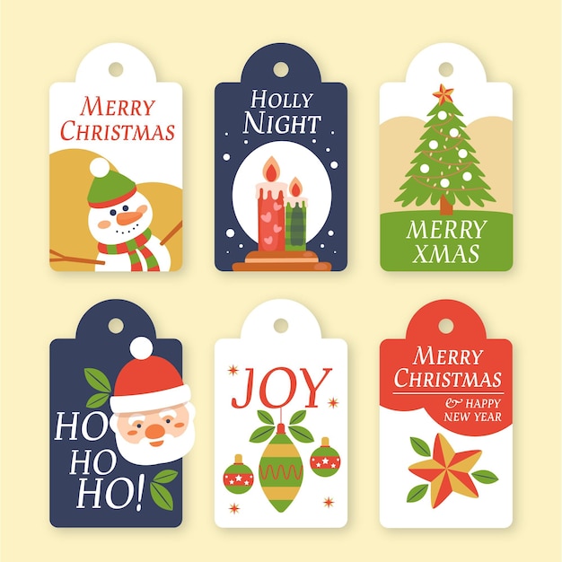Vector flat design christmas label collection