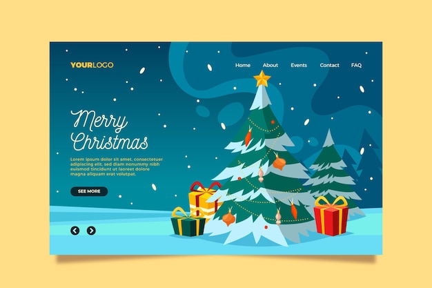 Flat design christmas landing page template