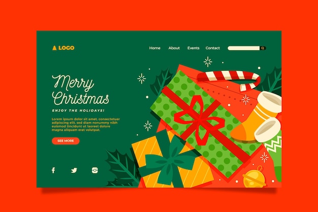 Flat design christmas landing page