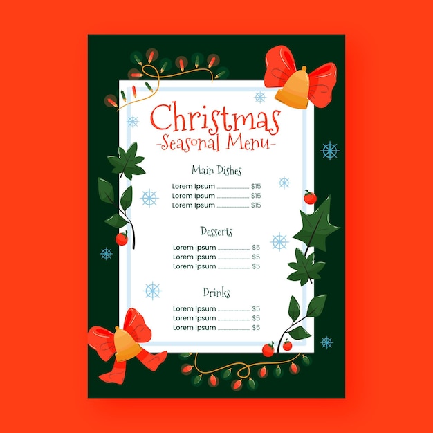 Flat design christmas menu template