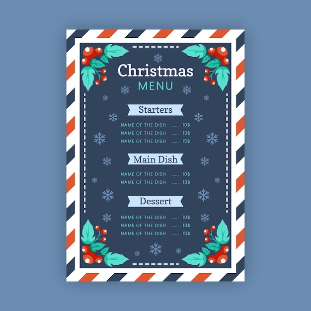 Flat design christmas menu template