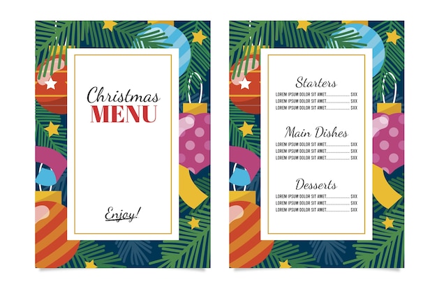 Vettore modello di menu di natale design piatto