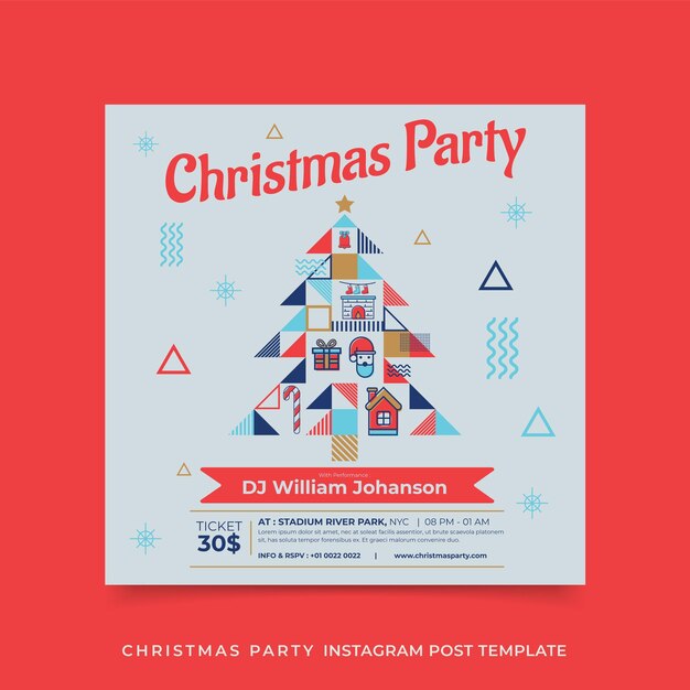 Flat design christmas party instagram post template