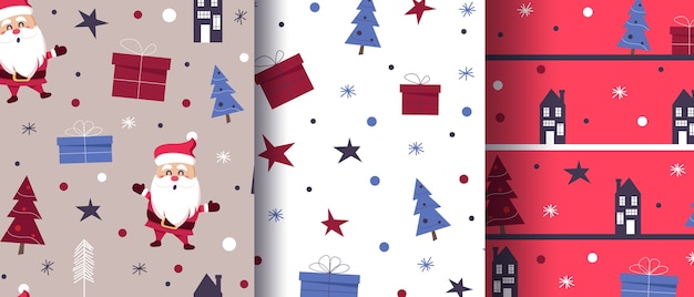 Flat design christmas pattern collection