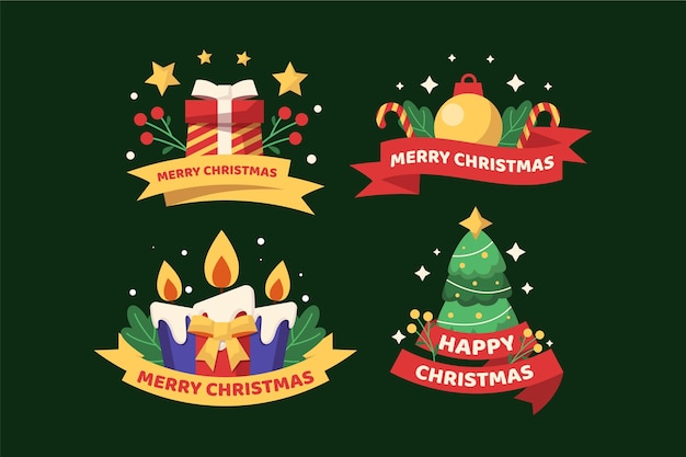 Flat design christmas ribbon collection