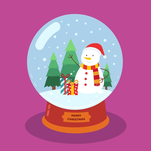 Flat design christmas snowball globe