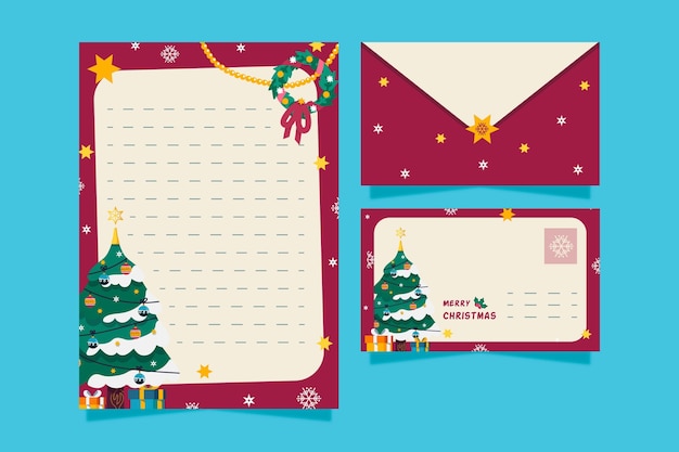 flat design christmas stationery template
