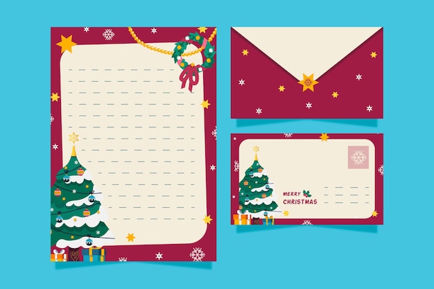 Flat design christmas stationery template