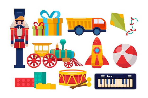 Vector flat design christmas toy collection