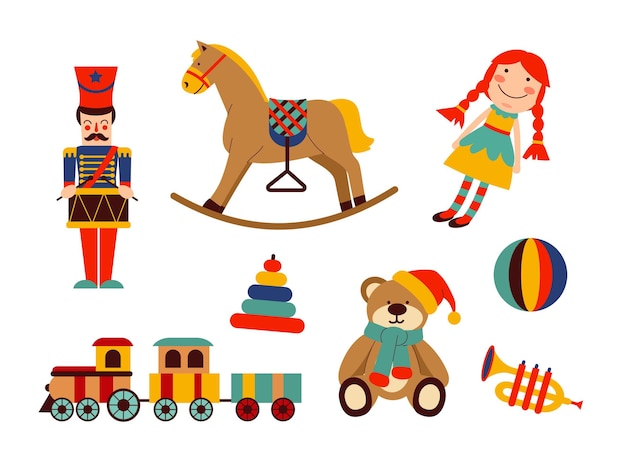 Vector flat design christmas toy collection