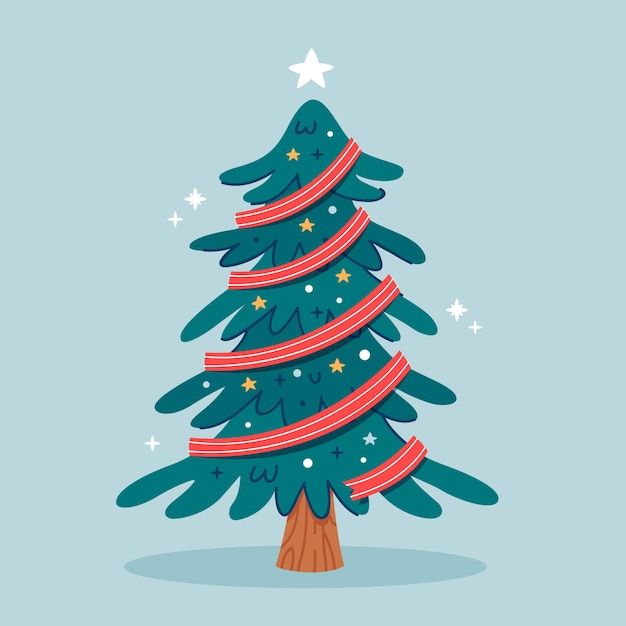 Vector flat design christmas tree