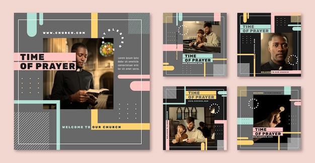 Flat design church instagram posts