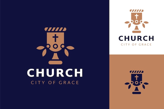 Flat design church logo template