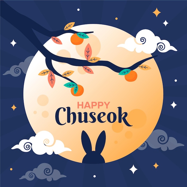 Flat design chuseok concept