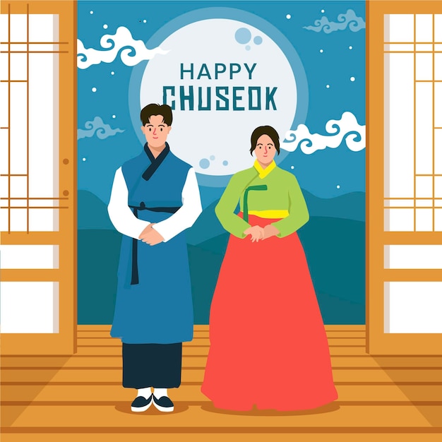 Vettore concetto di chuseok design piatto