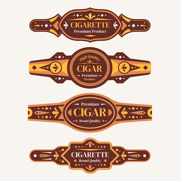 Vector flat design cigar labels design