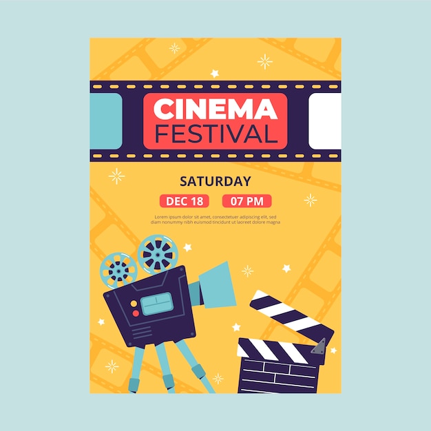 Vector flat design cinema festival poster