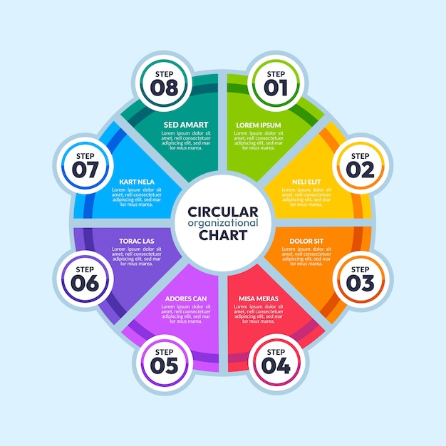 Vector flat design circular organizational chart