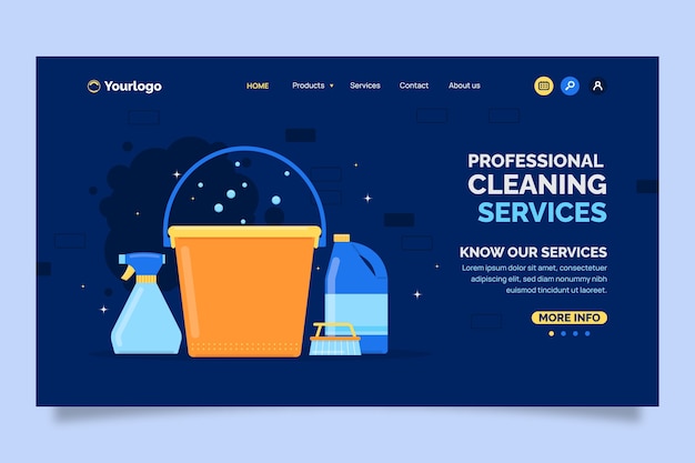 Vector flat design cleaning services landing page