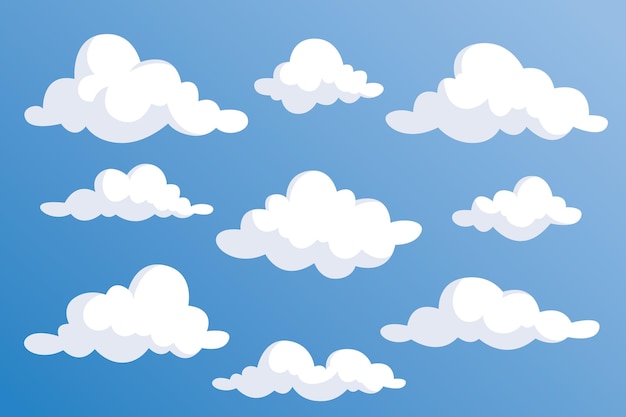 Vector flat design cloud illustration collection