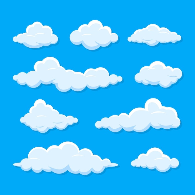 Flat design cloud in the sky collection