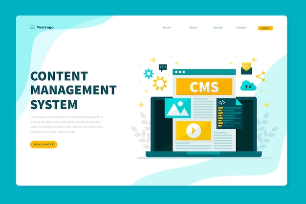 Vector flat design cms concept web template