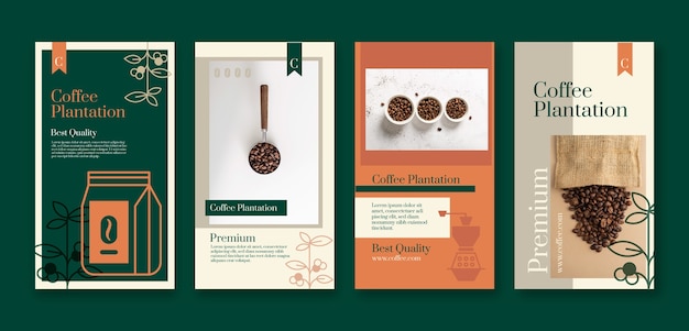 flat design coffee plantation instagram stories