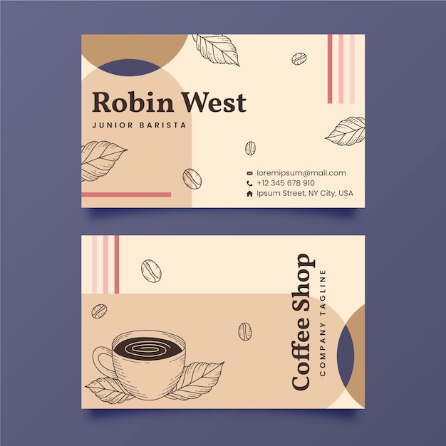 Vector flat design coffee shop business card template