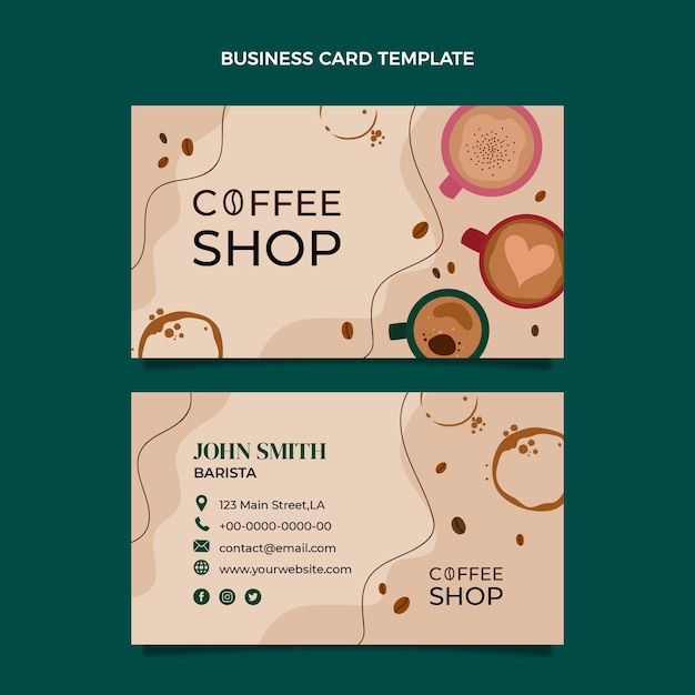 Vector flat design coffee shop business card