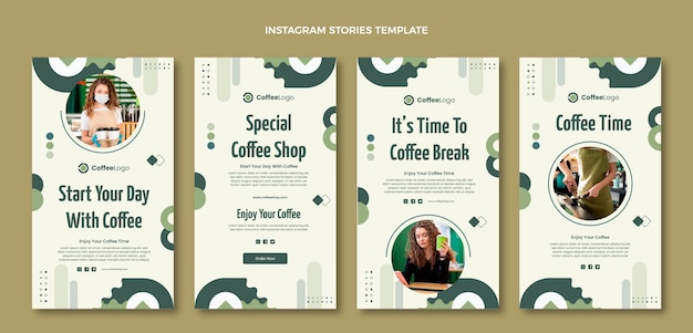 Flat design coffee shop instagram stories