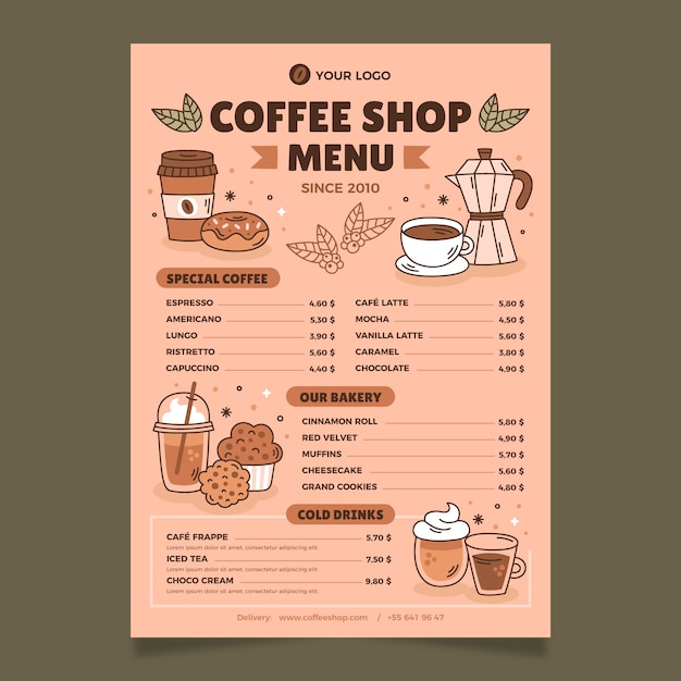 Flat design coffee shop template