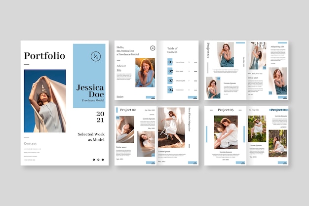 Flat design colored portfolio template