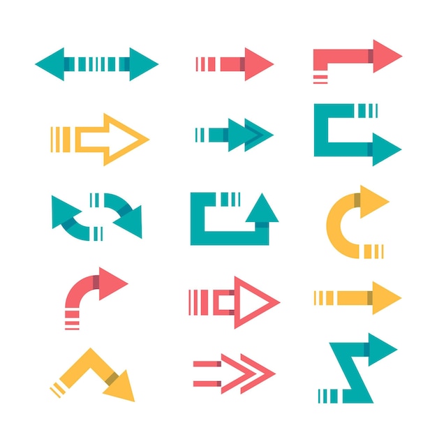 Vector flat design colorful arrow collection