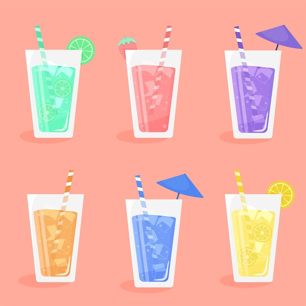 Flat design colorful cocktail collection