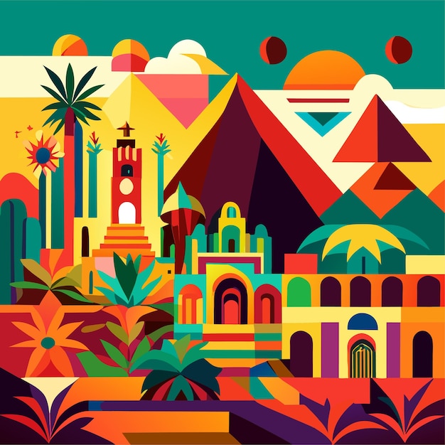 Flat design colorful mexican background