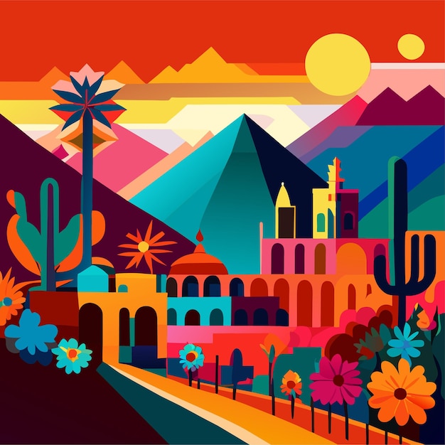 Flat design colorful mexican background