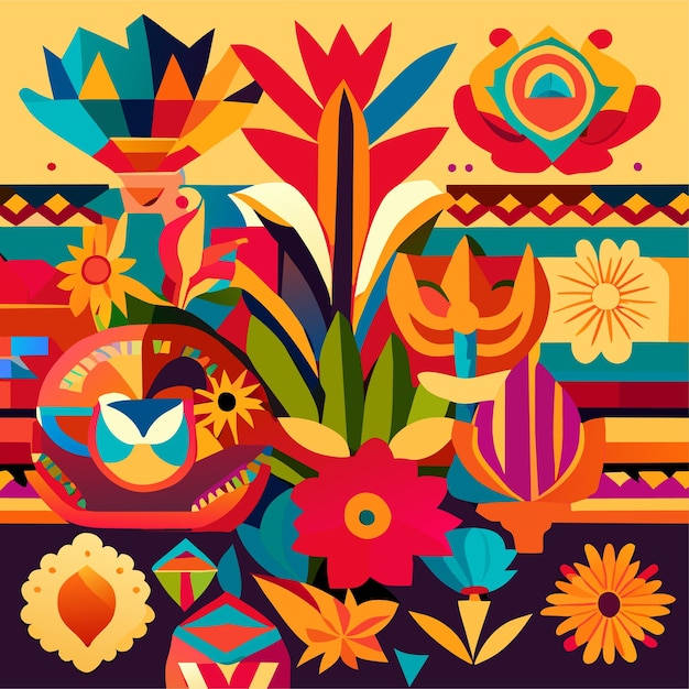 Vettore disegno piatto sfondo messicano colorato