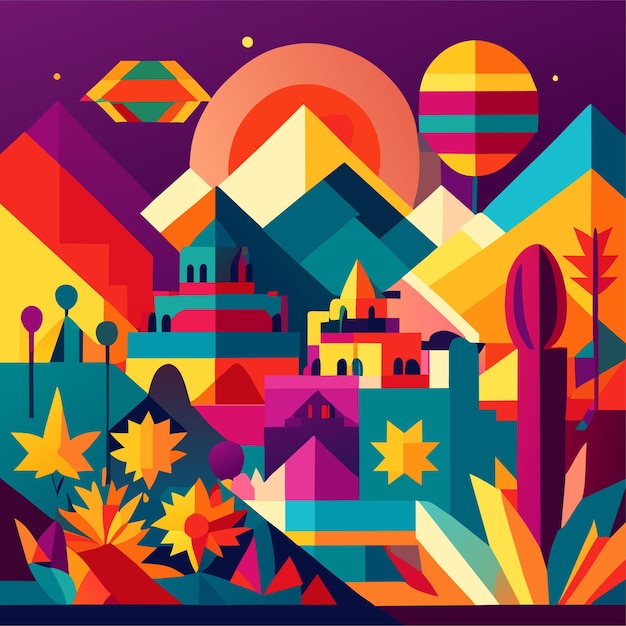 Flat design colorful mexican background