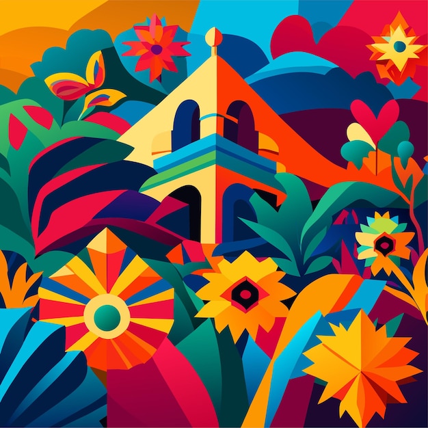 Flat design colorful mexican background