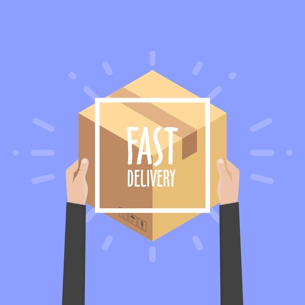 Flat design colorful vector illustration concept for delivery service, e-commerce, online shopping, receiving package from courier to customer