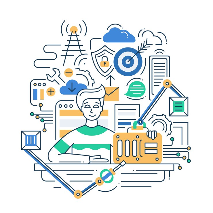 Vector flat design composition with a male
