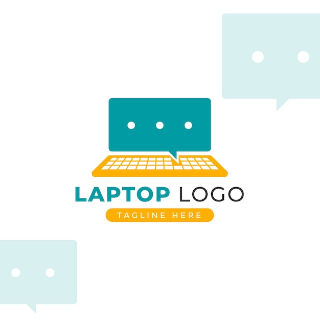 Vector flat design computer logo template