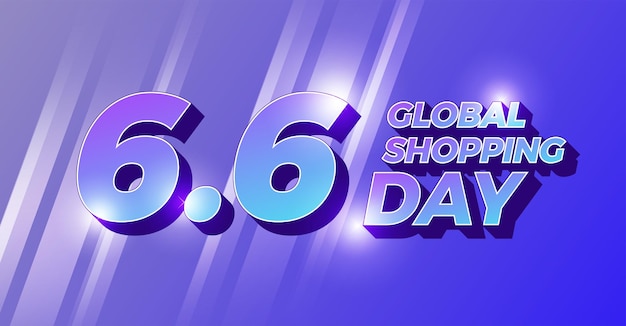 Vector flat design concept 6.6 global shopping day. six of june