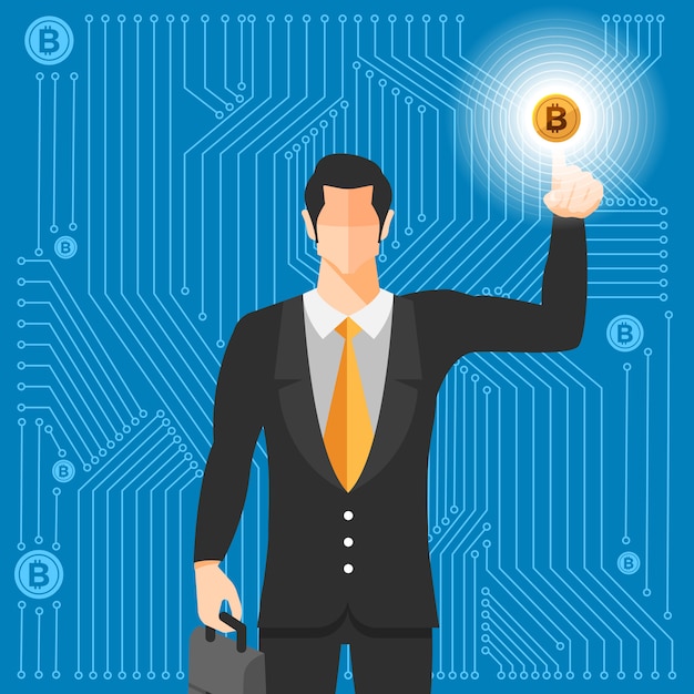 Vettore concetto di design piatto bitcoin cripto valuta. il vettore illustra