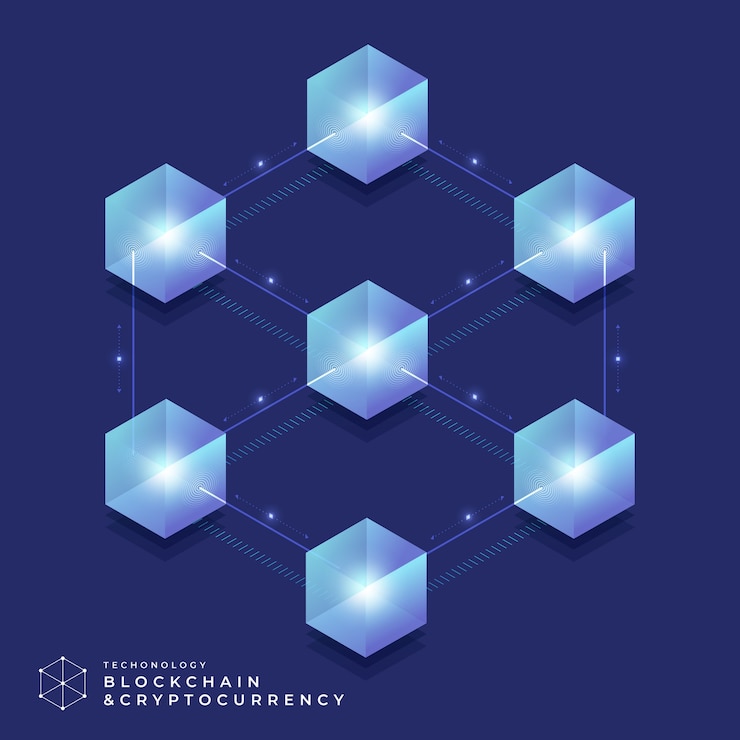 Vector flat design concept blockchain and cryptocurrency technology