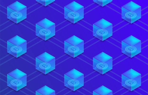 Flat design concept blockchain and cryptocurrency technology